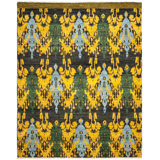 Calcutta Ikat Hand-Knotted Wool Black/Gold/Green Area Rug