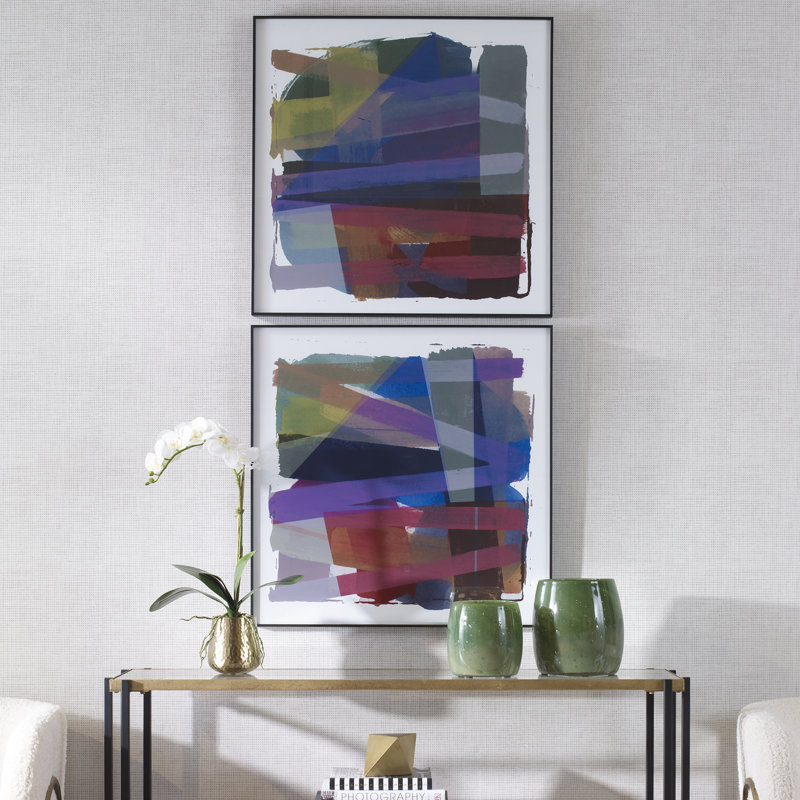 Vivacious Abstract Framed Prints Set with Black Metal Frame