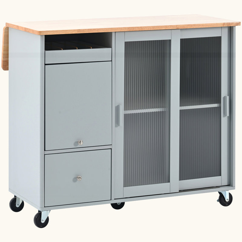 44.03 " W Kitchen Island, Blue;Gray