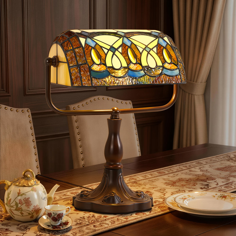 Lampe de table en verre coloré multicolore, 1 lumière E26, 60 W maximum, interrupteur marche / arrêt en ligne