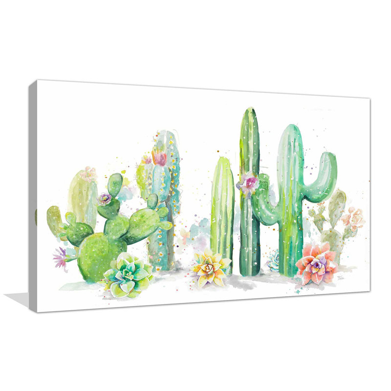 Jardin de cactus - reproduction sur toile, Toile tendue, H 18 po x l 30 po x P 1 po