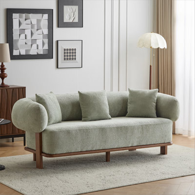 Round Arm Curved Sofa-Light Green