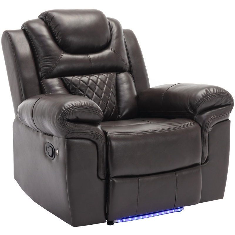 Fauteuil inclinable manuel avec bande lumineuse DEL, Brun