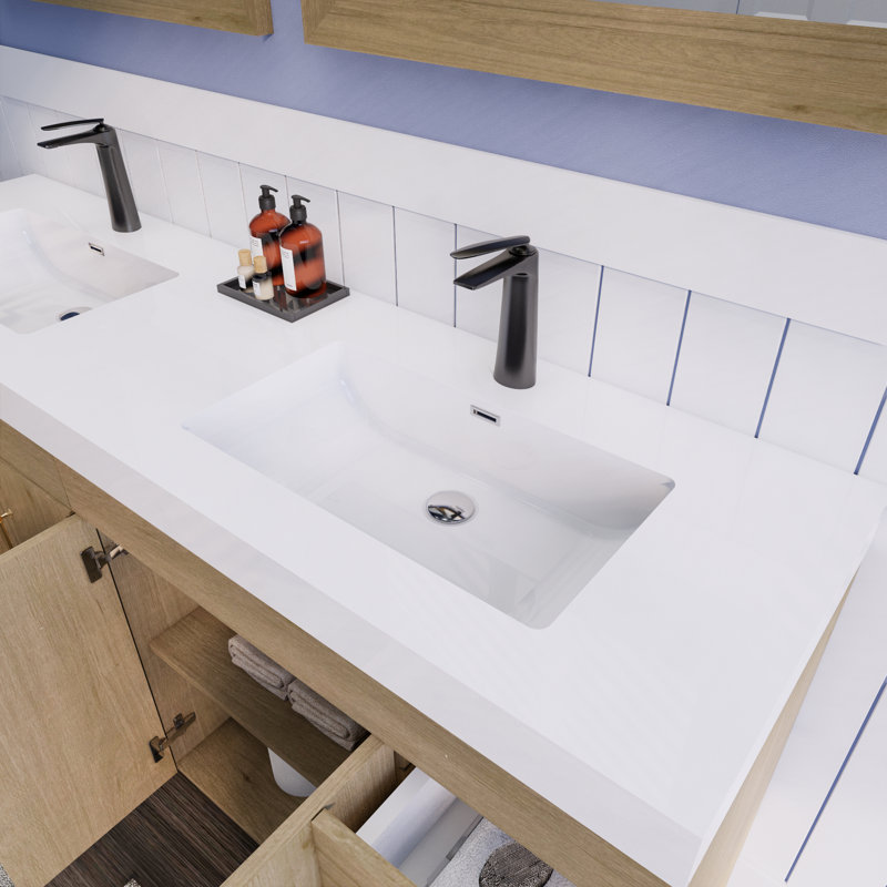 Ensemble de meuble-lavabo double Spring, Chêne blanc, 84"