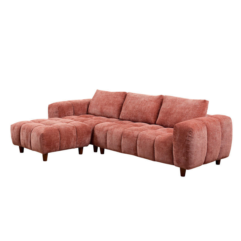 Canapé-lit modulaire convertible Marshmallow de style crème avec repose-pieds, Tissu caramel