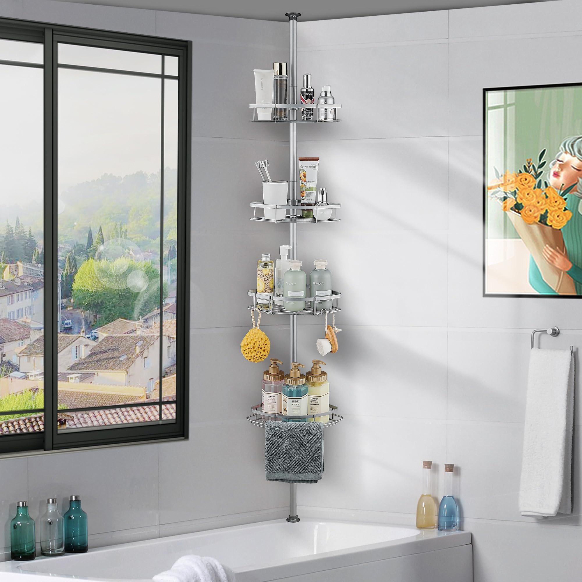 Rebrilliant Grey Shower Caddy Corner Organizer For Bathroom, Stainless