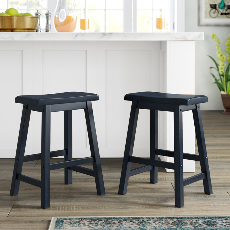 Whitworth Solid Wood Stool, Bar Stool (29" Seat Height), Antique Denim