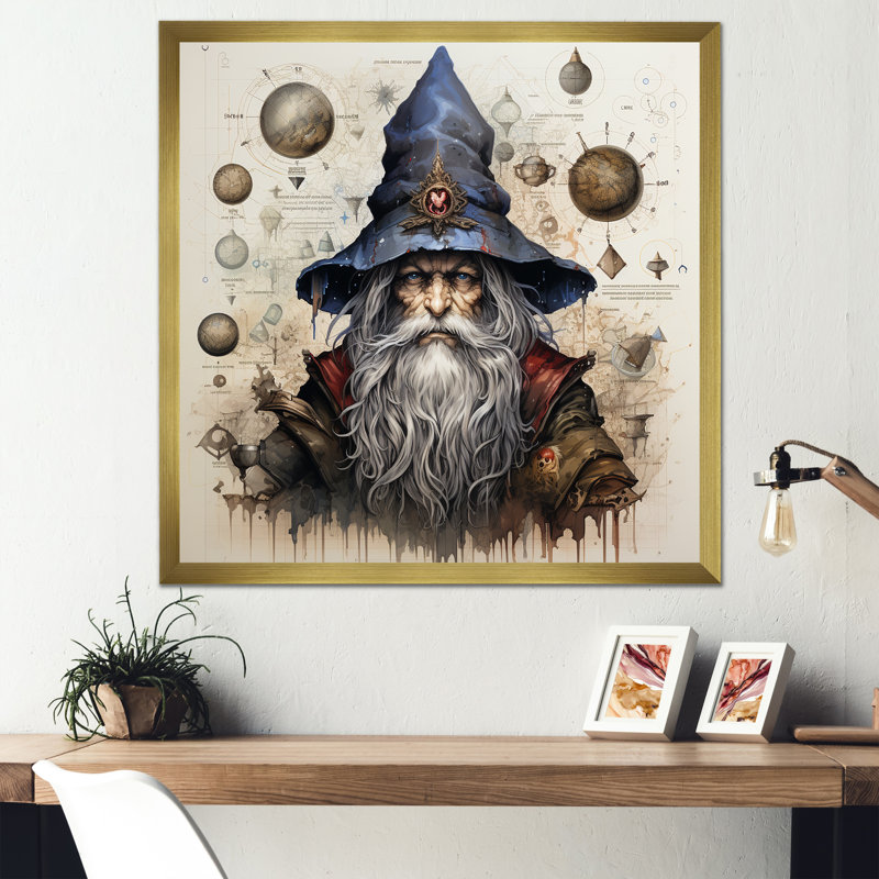 Schéma gnome I, impression sur toile, Cadre doré simple, H 30 po x l 30 po x P 1 po