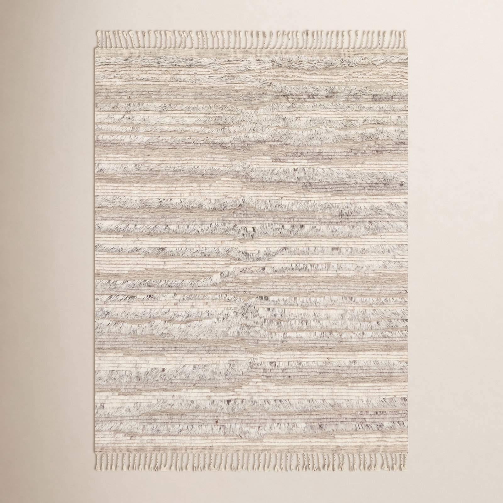 Benjamin Natural Ivory Hand-Knotted Wool Rug, Rectangle 7'9" x 9'9"