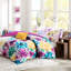Édredon double / grand avec broderie florale bleue