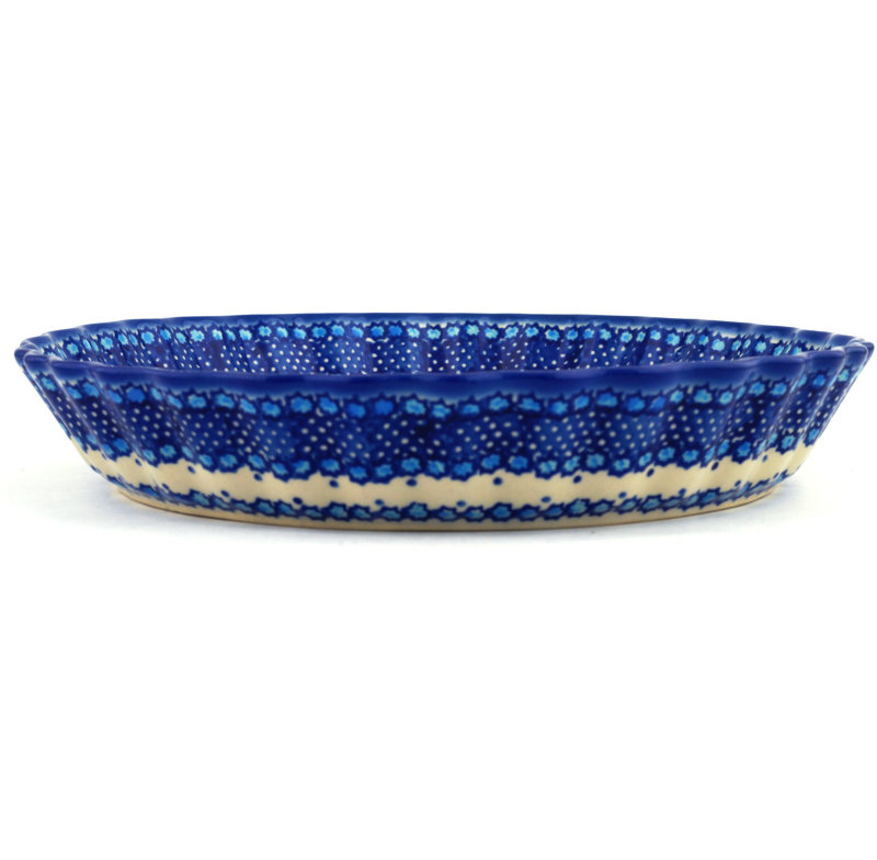 Plat à tarte plissée fleur polmedia bleu-belle