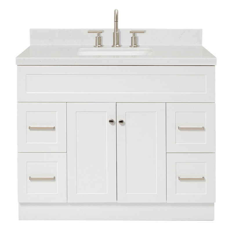 Hamlet 42.25 " W Freestanding Standard Free Standing 1 Single Vanity Bathroom Vanity With Carrara Quartz Top, White