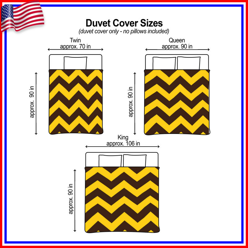 Housses de couette brun-jaune-zigzag, King