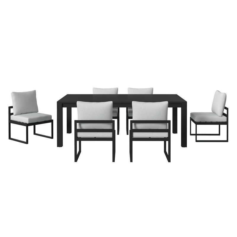 Gardea 7PC Standard Height Dining Set In Whistler Black-Table And Six Chairs, 6