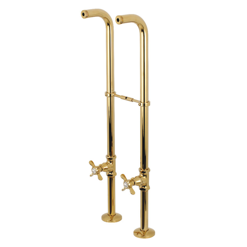 Kingston Brass Kingston Freestanding Supply Line with Stop Valve and Handle, Polished Brass