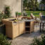 Îlot de cuisine l 86,6 po Hankinson avec comptoir en acier inoxydable, armoires de rangement-131635457