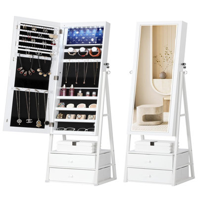 Armoire à bijoux avec tiroirs et miroir Rustic