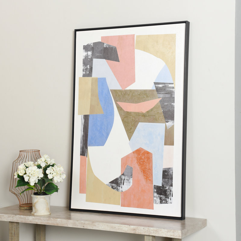 Color Collage -Contemporary Hand Painted Framed Canvas Wall Art
