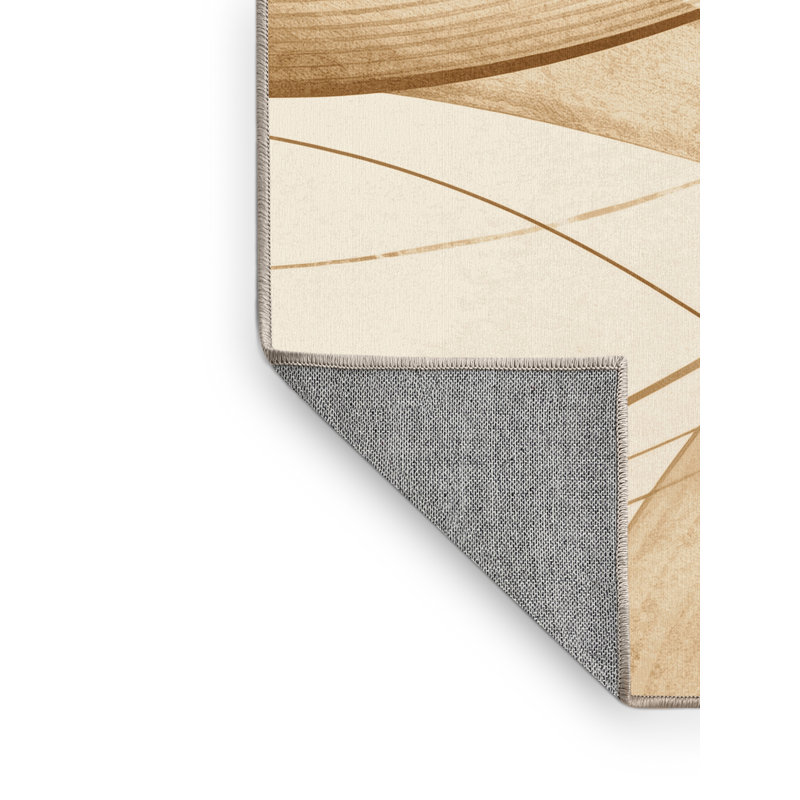 Tapis beige minimaliste lavable à la machine Manhasset, 7 x 10
