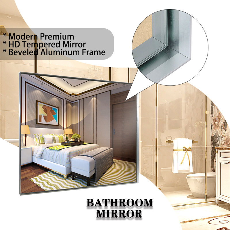 Miroir de salle de bain 40x30inch, Argent argent, 39,76 po x 29,92 po