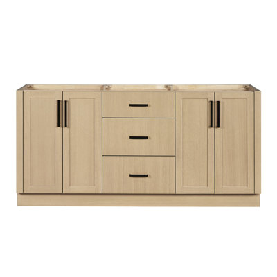   Loren 72 Inch Double Sink Base Cabinet in Natural Oak