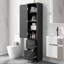 Armoire de rangement de salle de bain autoportante de 61 po de hauteur avec 2 tiroirs et tablettes réglables, tour de lin en noir 61 po-261429980