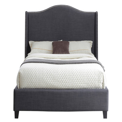 Better Home Products Hampton  Wingback Bed, Linen In Charcoal