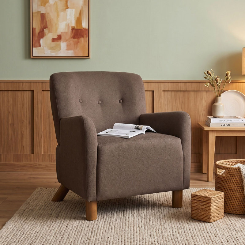 Fauteuil capitonné à boutons, canapé, Brun