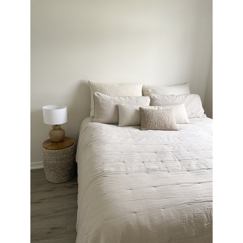 Cozy Cotton White Boucle Lumbar Pillow Cover 14x20