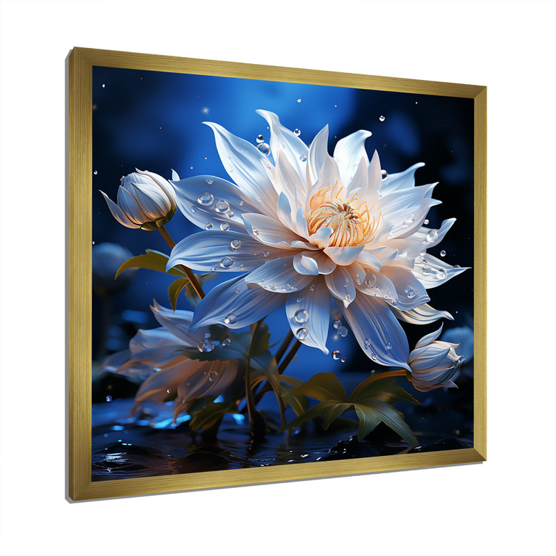 " Crystal Blue Cornflowers Harmony ", 36" H x 36" W x 1.5" D, Gold Single Picture Framed
