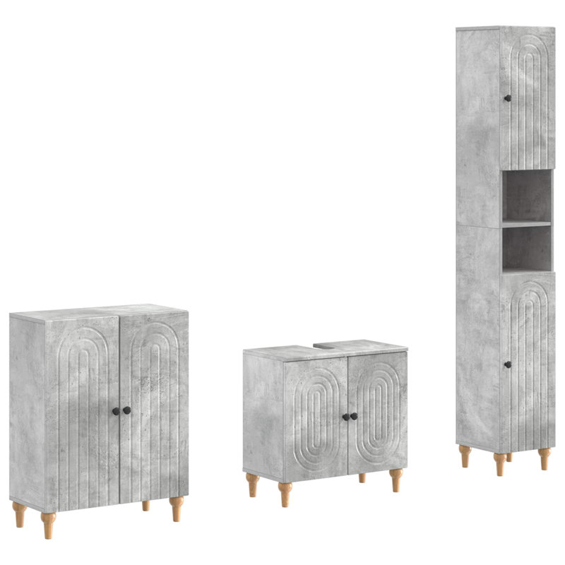 Bathroom Storage Furniture Set, Concrete Grey