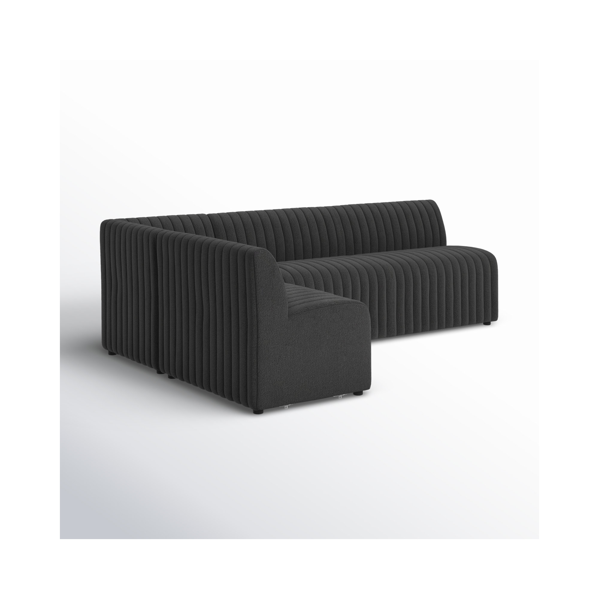 Brandt Modular Upholstered L-Sectional, Black Polyester, 31.5" H x 100" W x 66.5" D
