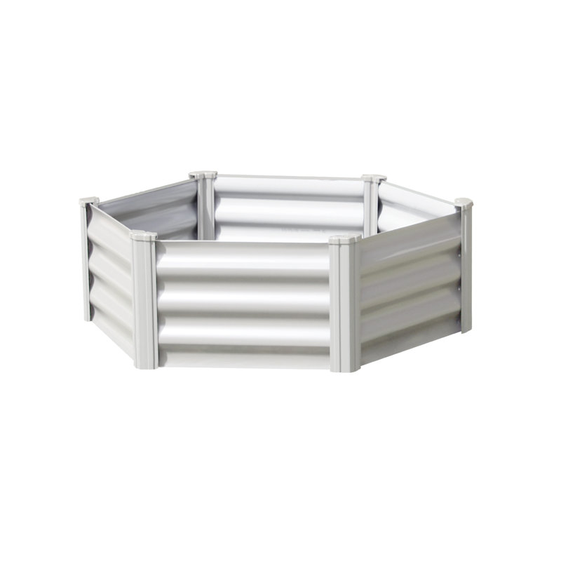 The Organic Garden Co Hakea 3.28' x 3.28' x 1' Metal Galvanized Steel Hexagon Garden Bed Surfmist, Surfmist