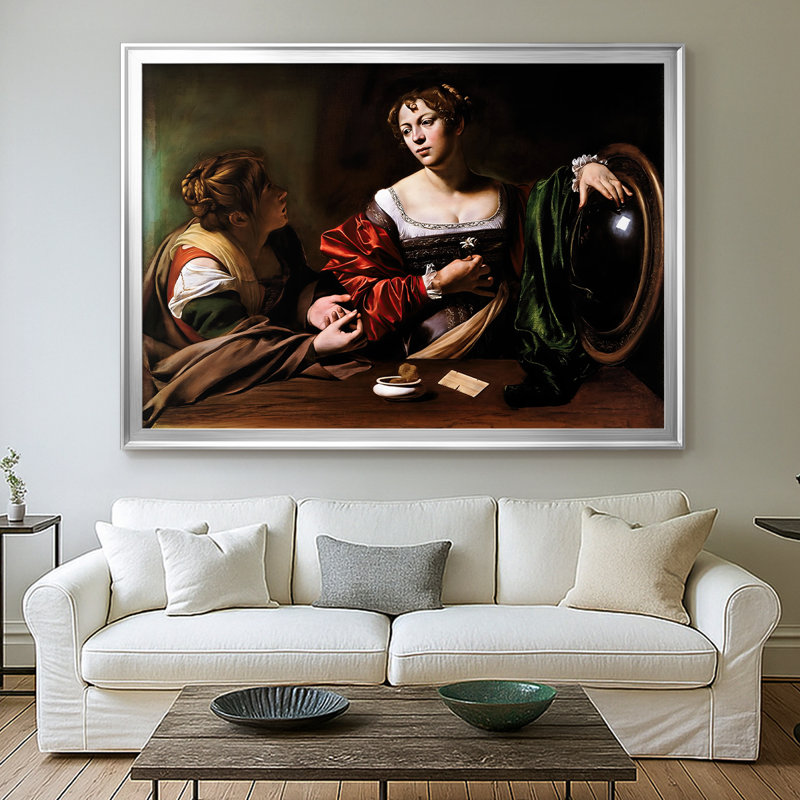 Martha and Mary Magdalene-Caravaggio - Toile tendue avec châssis, c. 1598, 30 x 5 x 42,5, Toile avec cadre, Argent