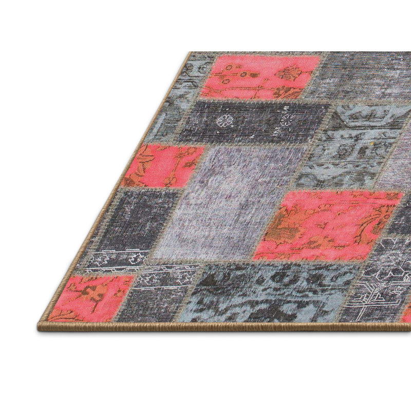 Tapis décoratif multicolore à motif abstrait, Rectangle 4 pi x 6 pi