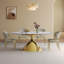Ensemble de table de salle à manger en marbre 71 po pour 4-6 personnes - table de cuisine ovale avec base en acier inoxydable doré