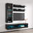 Lieb 63" Modern Floating Wall Mounted Entertainment Center with 16-Color LED Lighting, High Gloss Finish-219189923