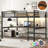 Metal Queen Size Loft Bed with Power Outlet and LED Lighted, Space-Saving, Noise Reduced