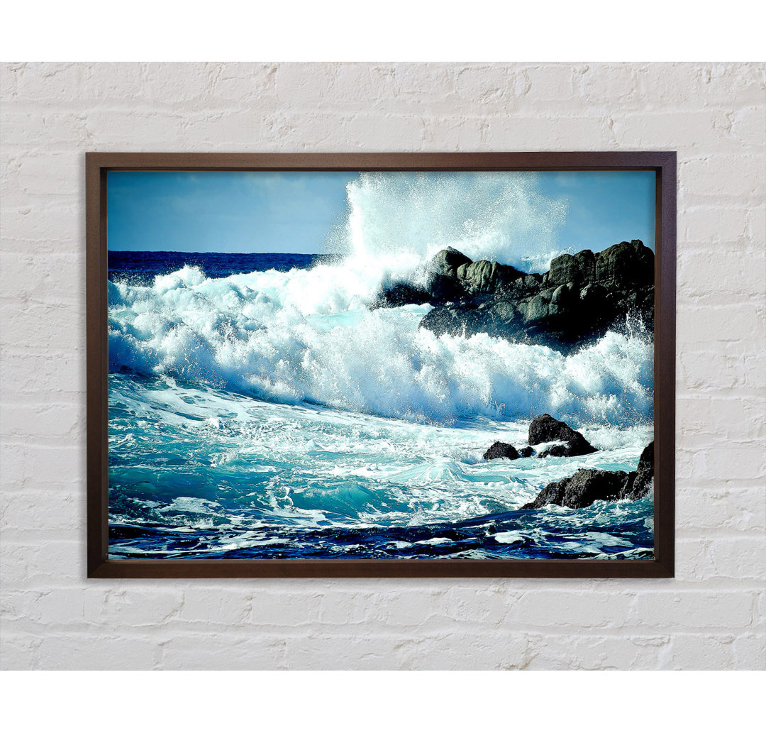 Waves Crashing On Rocks - Single Picture Frame Kunstdrucke auf Leinwand