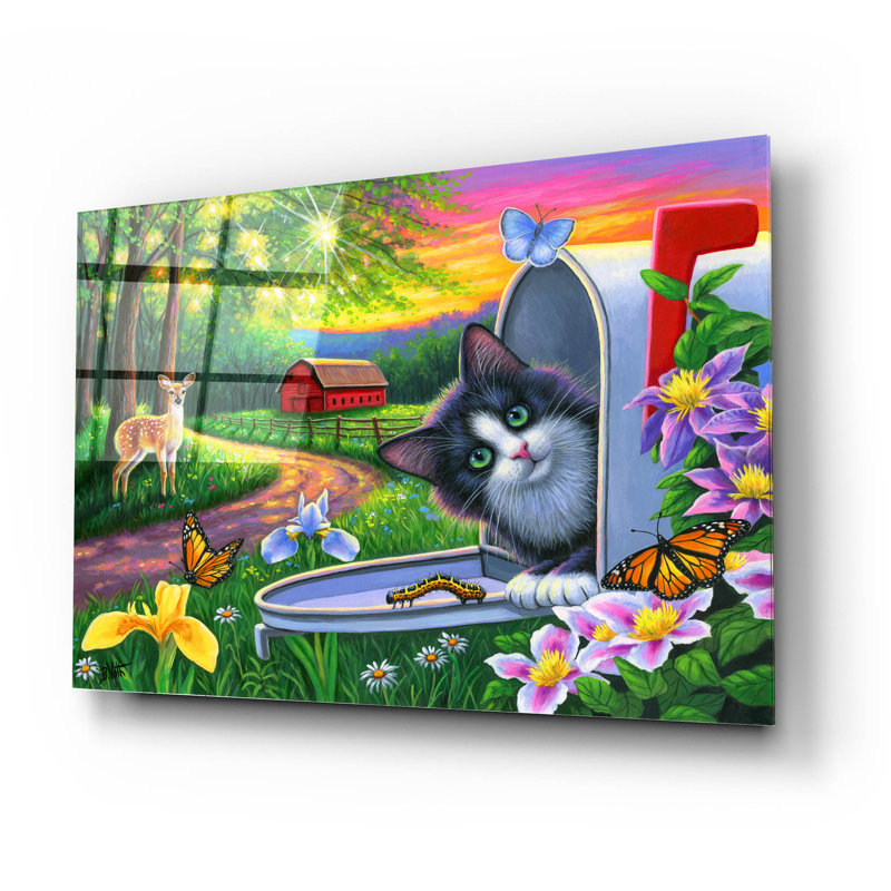 «Is There A Letter For Me» par Bridget Voth, art mural en verre acrylique, 24 po x 16 po