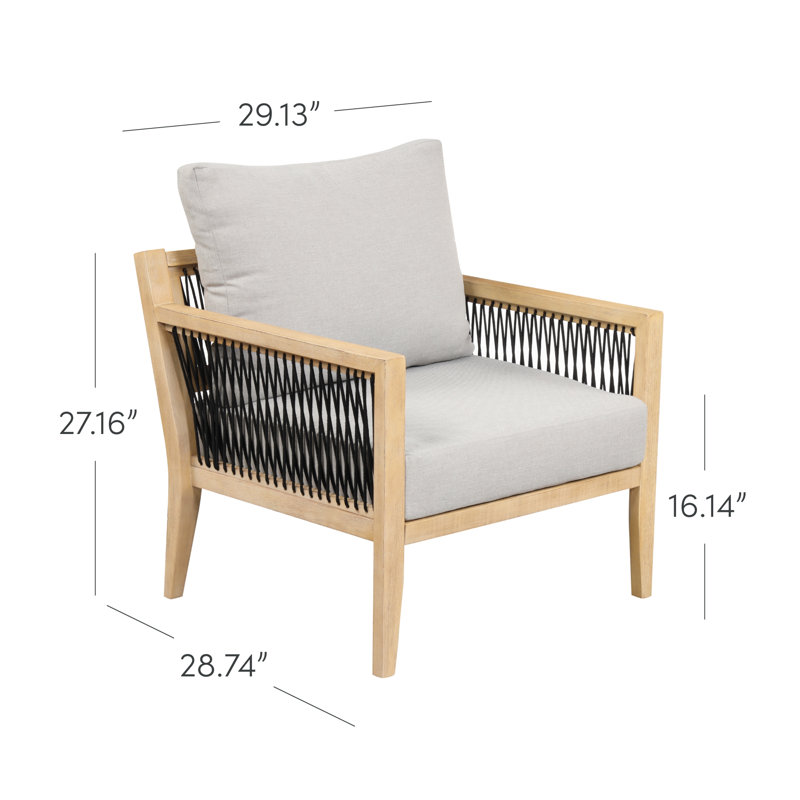 Ensemble de conversation en bois massif pour 6 personnes avec coussins Chariyah