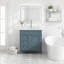 Meuble-lavabo de 76 cm avec lavabo en céramique, meuble autoportant avec 2 tiroirs et un tiroir basculant, structure en bois massif et MDF, style rétro, beige-1868731407