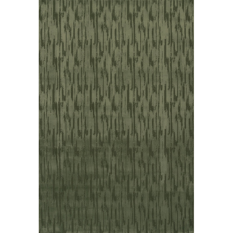 Zirella Mid-Century Geomeric Area Rug, Rectangle 6'7" x 9', Green