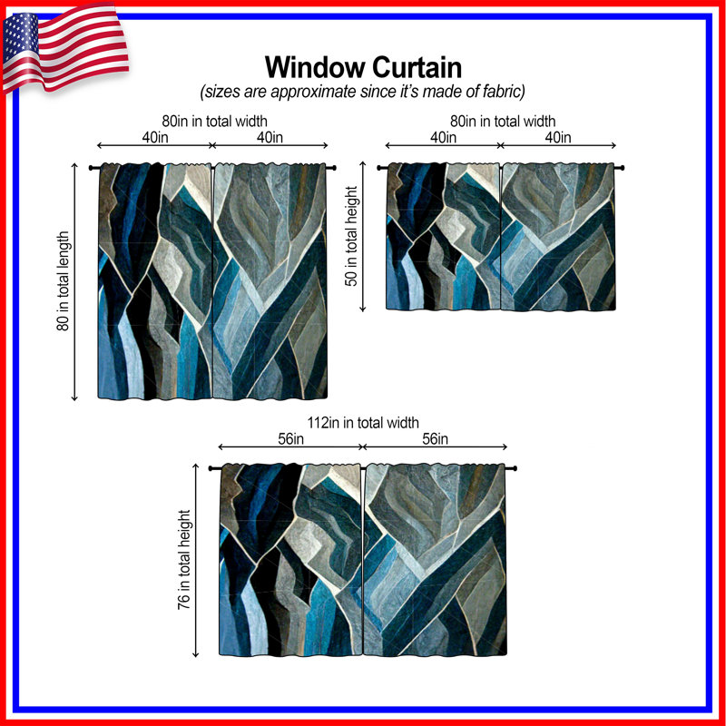 Rideaux abstraits abstraits et transparents - 2 panneaux, 40 po x 50 po - 2 panneaux, Transparent