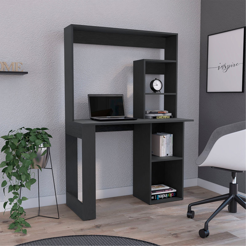 Bureau d'écriture avec tablettes et huche, noir