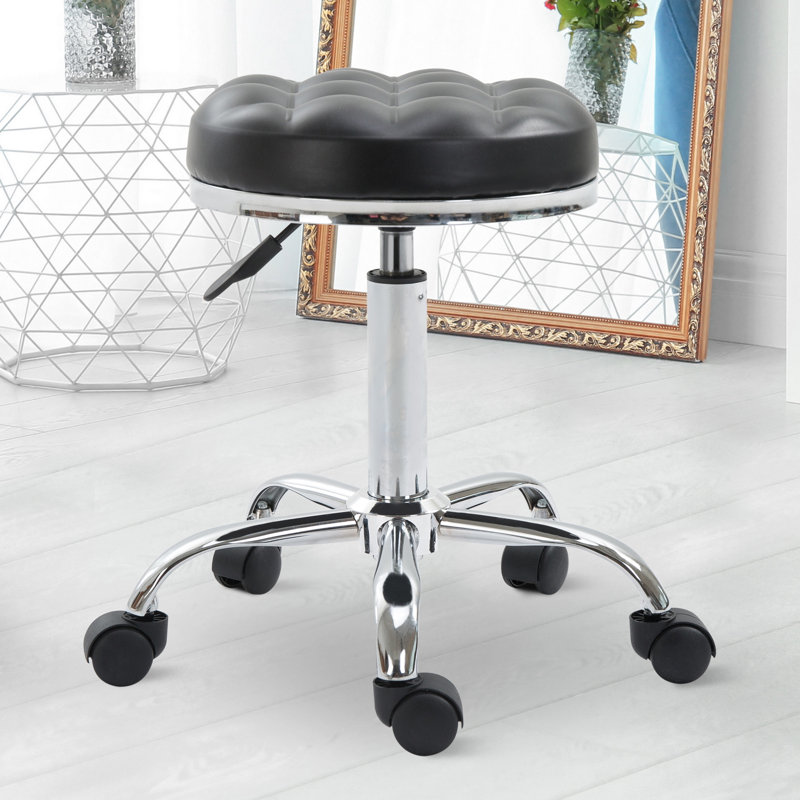 Gardea Swivel Upholstered Adjustable Height Counter Stool with Metal Frame