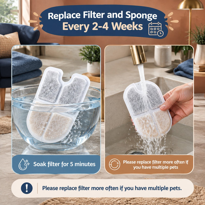 12-Pack Dog Fountain Filter Set for compatible 3Gal/12L dispensers, featuring 4-layer filtration and 12 pump filters.