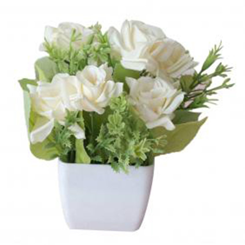 Centre de table Roses en pot, Blanc