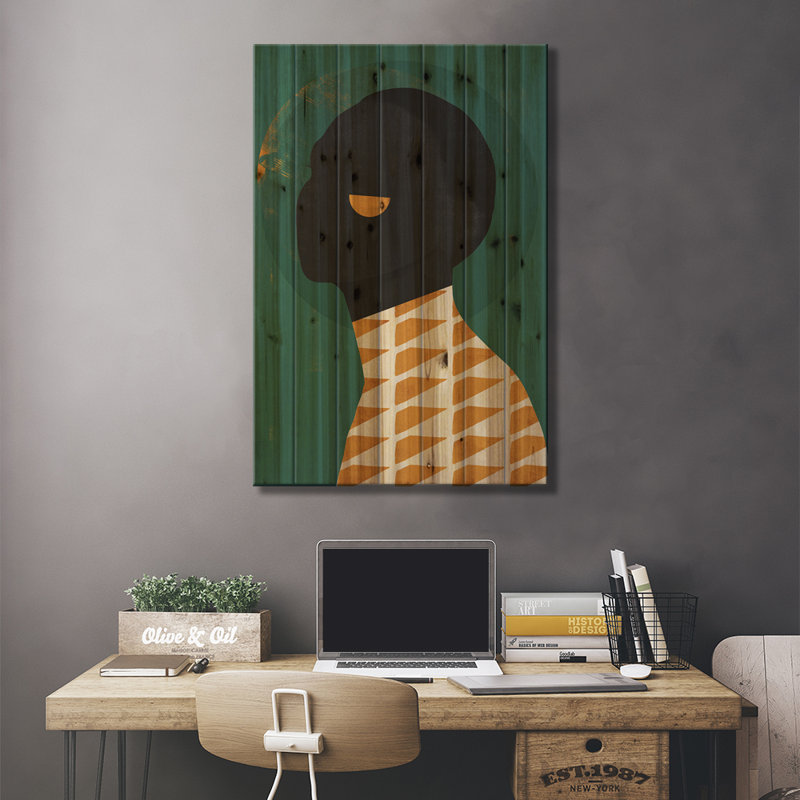 «Abstract Face III On Wood» par Danilo De Alexandria, reproduction, H 40 po x l 26 po x P 1,5 po