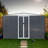 Grey Apex Roof Garden Shed, 10x8/10X12, Aluminum Frame,4 Windows, Lockable Door, Metal Utility Tool House-112897102